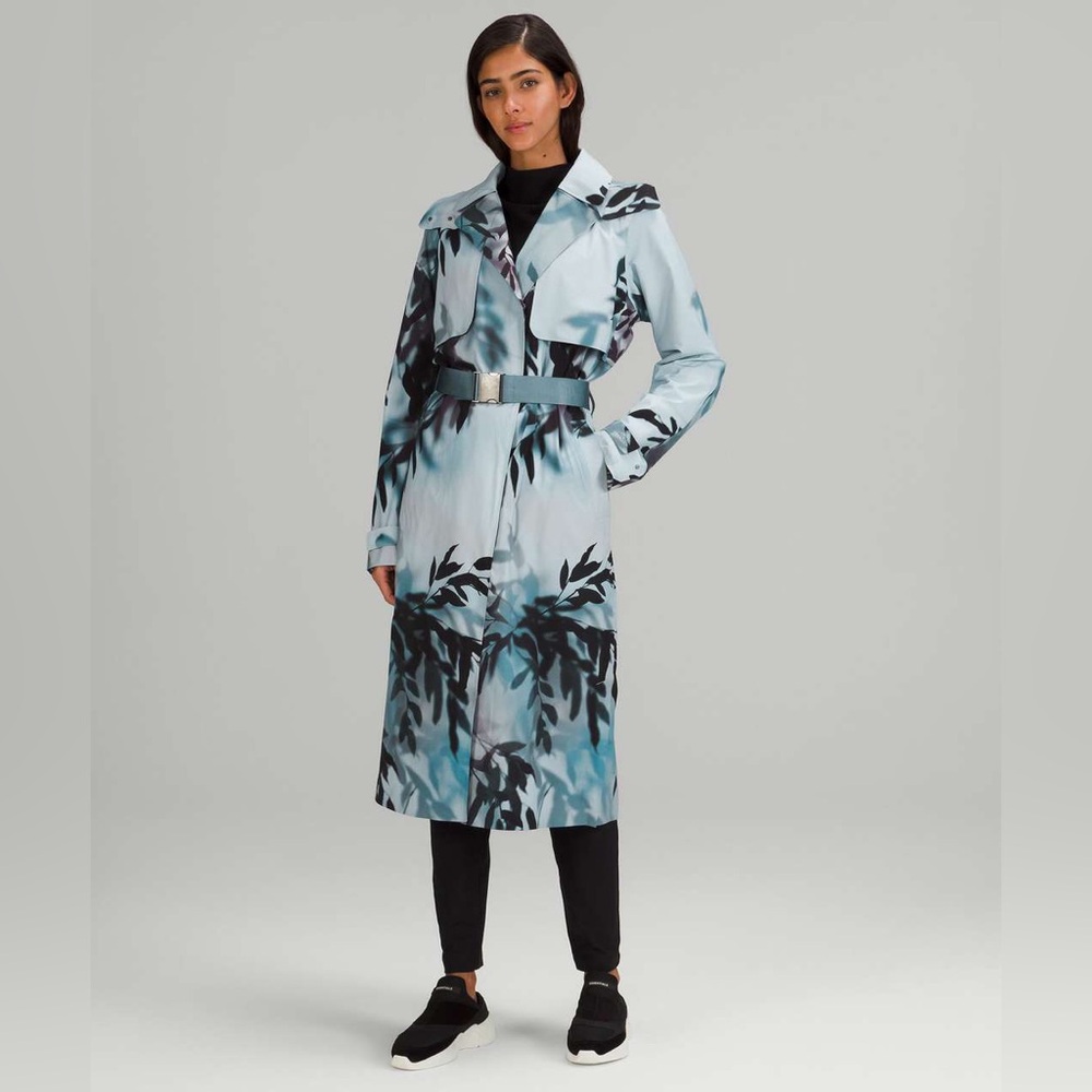 Lululemon•Always There Trench Coat•Waterproof•Misty Forest Blue Multi•NWOT•10
